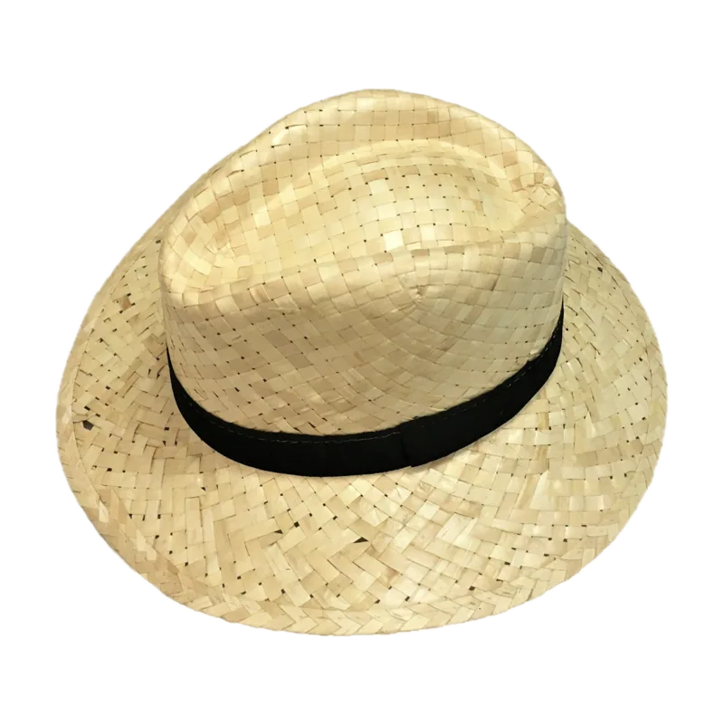 Indiana de paja blanca con cinta negra (personalizable) ref. 1420