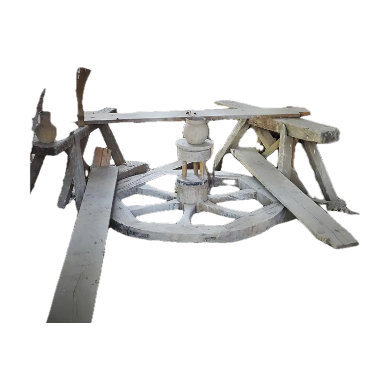 Reconstrucción de medieval potter s wheel in Guédelon.jpg
